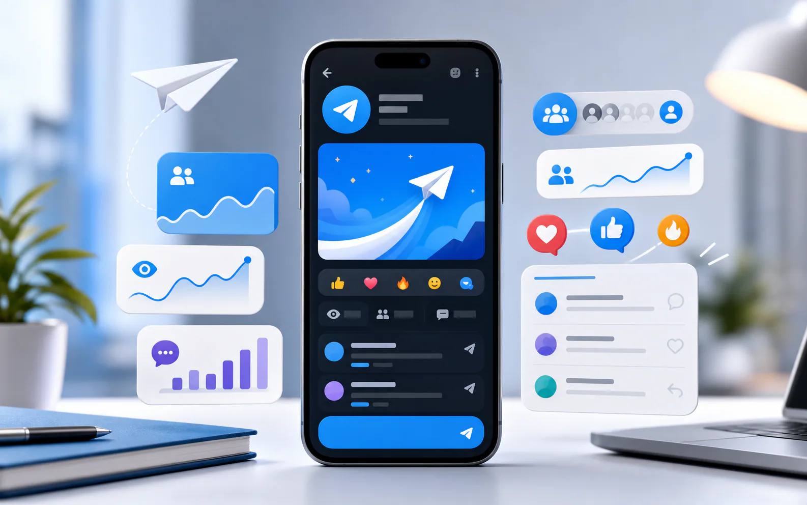 Визуал услуги Бусты Telegram