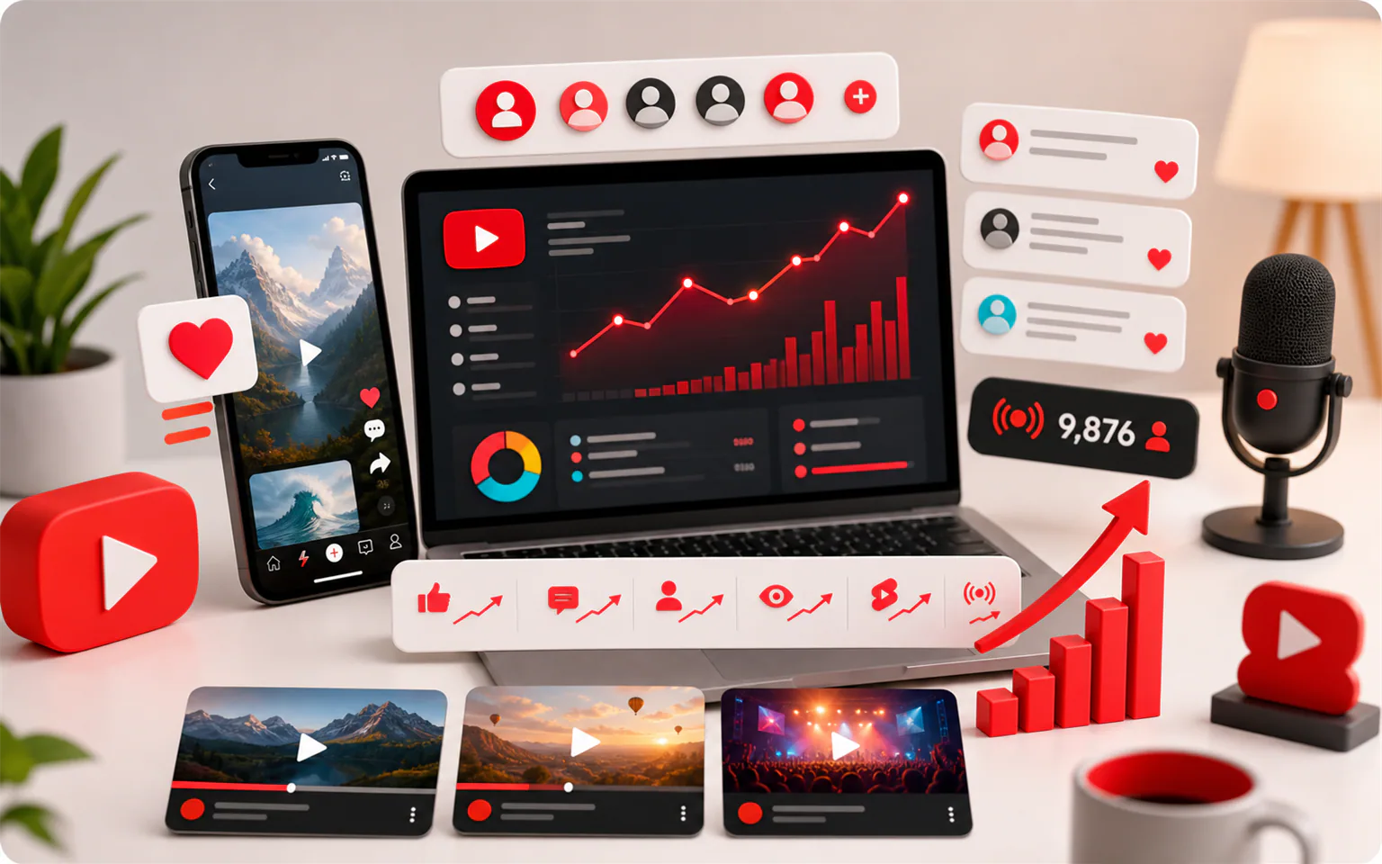 Визуал услуги Зрители на стрим YouTube